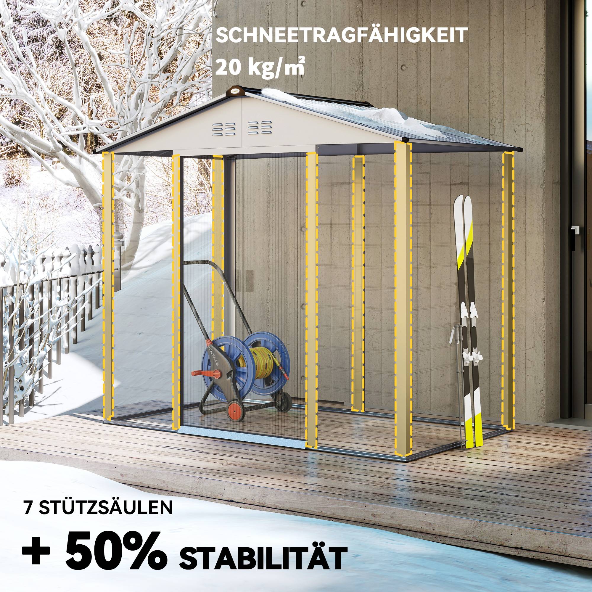ComfortXL - Abri de jardin acier galvanisé 213 x 131 x 192 cm gris porte verrouillable - ComfortXL Outdoor Living - Image 7