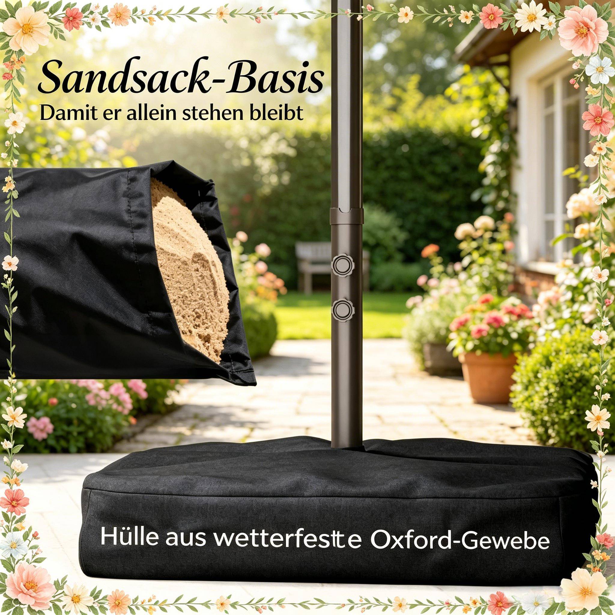 Parasol Double Rectangulaire Acier Jardin Terrasse avec Manivelle et Base 455x265cm Kaki - ComfortXL Outdoor Living - Image 6
