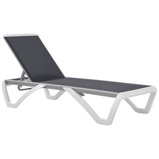 Lit de bronzage dossier inclinable avec roues arrière, 195x67,5x33 cm, gris et blanc