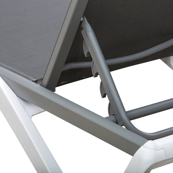 Lit de bronzage dossier inclinable avec roues arrière, 195x67,5x33 cm, gris et blanc - Image 10