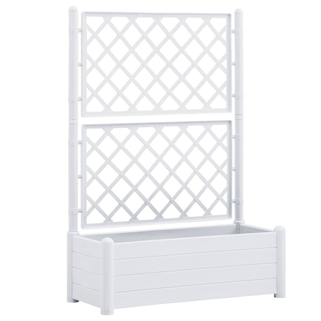 Helloshop26 - Jardinière avec treillis 100 x 43 x 142 cm jardin plantes fleurs PP blanc - Image 1