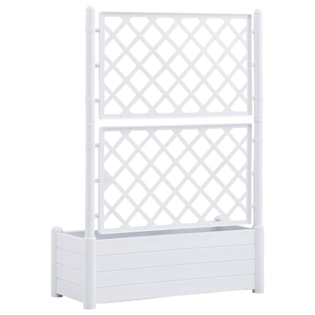 Helloshop26 - Jardinière avec treillis 100 x 43 x 142 cm jardin plantes fleurs PP blanc - Image 4