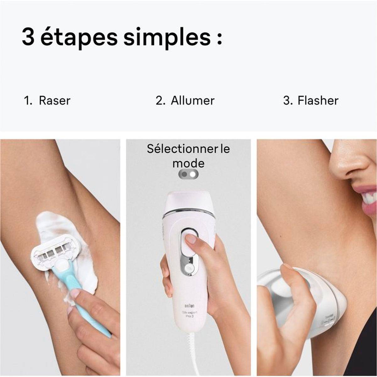 Braun - Épilateur à lumière pulsée IPL Silk-expert Pro 3 PL3020, tête précision visage, mode doux - Braun - Image 6