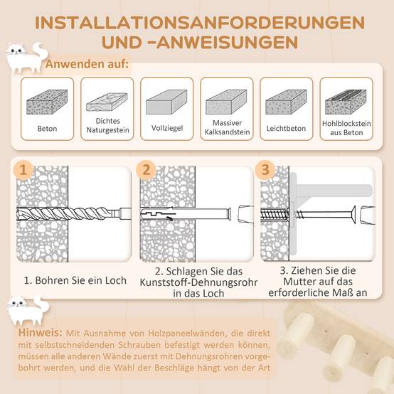 Set d'escalade mural pour chat en bois plateformes nuage et escaliers 158cm beige - ComfortXL Outdoor Living - Image 9