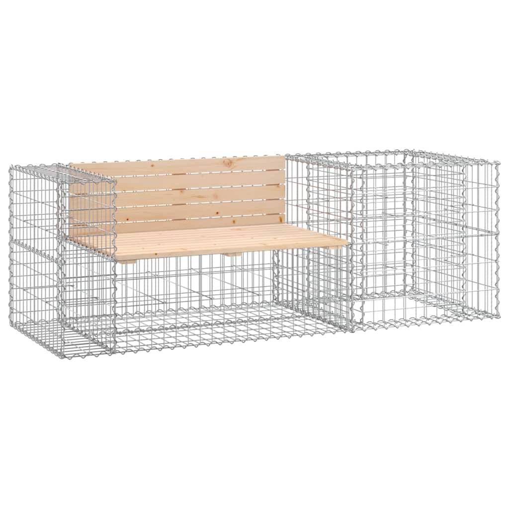 Banc de Jardin Gabion Bois de Pin Massif Assise Extérieure avec Panier Acier pour Terrasse 192 cm Brun – ComfortXL Outdoor Living - Image 2