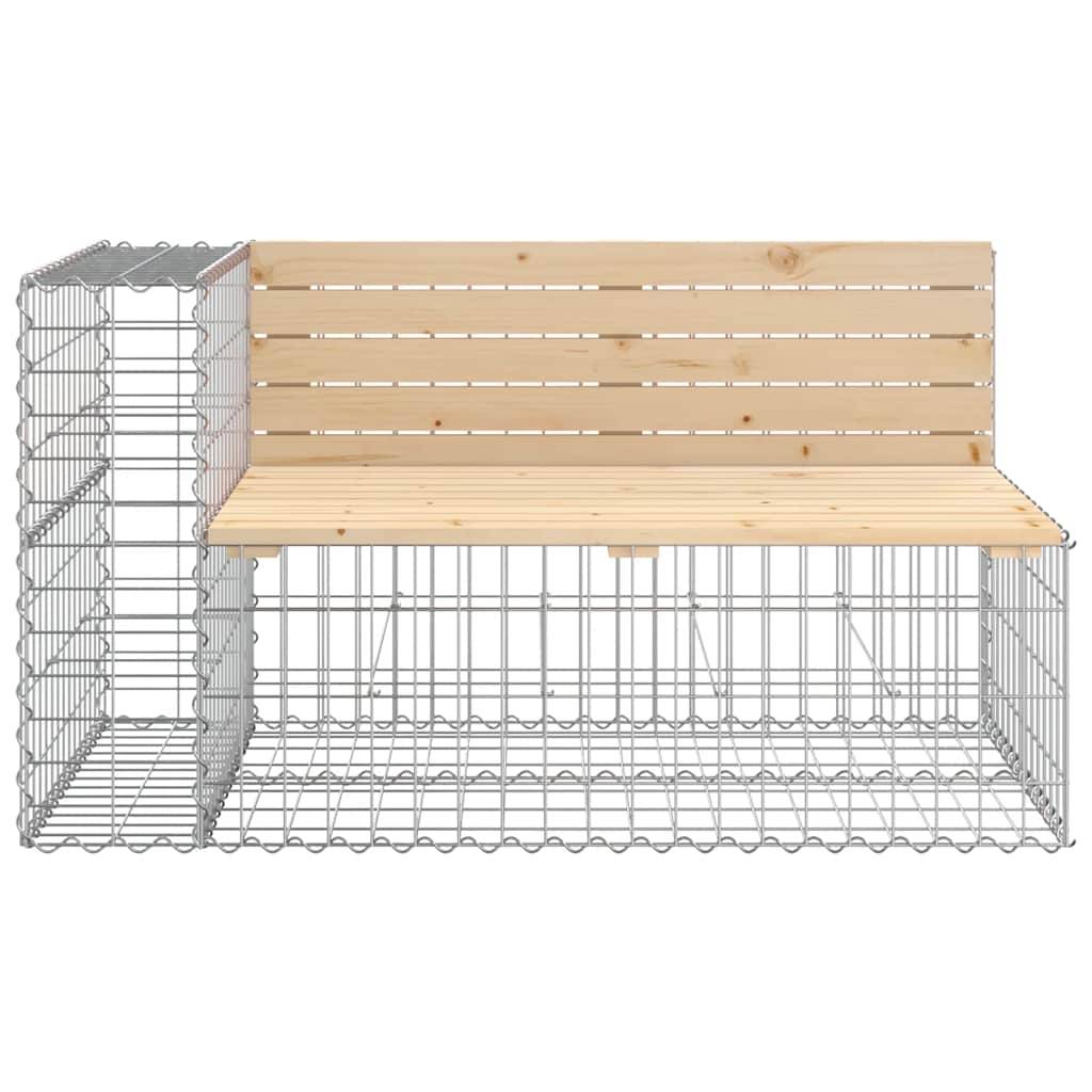 Banc de Jardin Gabion Bois de Pin Massif Assise Extérieure avec Panier Acier pour Terrasse 192 cm Brun – ComfortXL Outdoor Living - Image 4