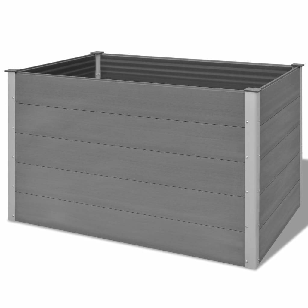 Jardinière lit surélevé plantes fleurs jardin WPC 150 x 100 x 91 cm gris - Image 1