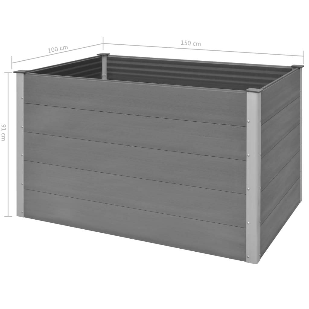 Jardinière lit surélevé plantes fleurs jardin WPC 150 x 100 x 91 cm gris - Image 5