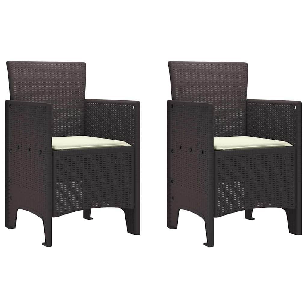 Maison Chic - Lot De 2 Chaises De Jardin - Fauteuils De Jardin Marron 53 x 49 x 85 cm PP - Image 1