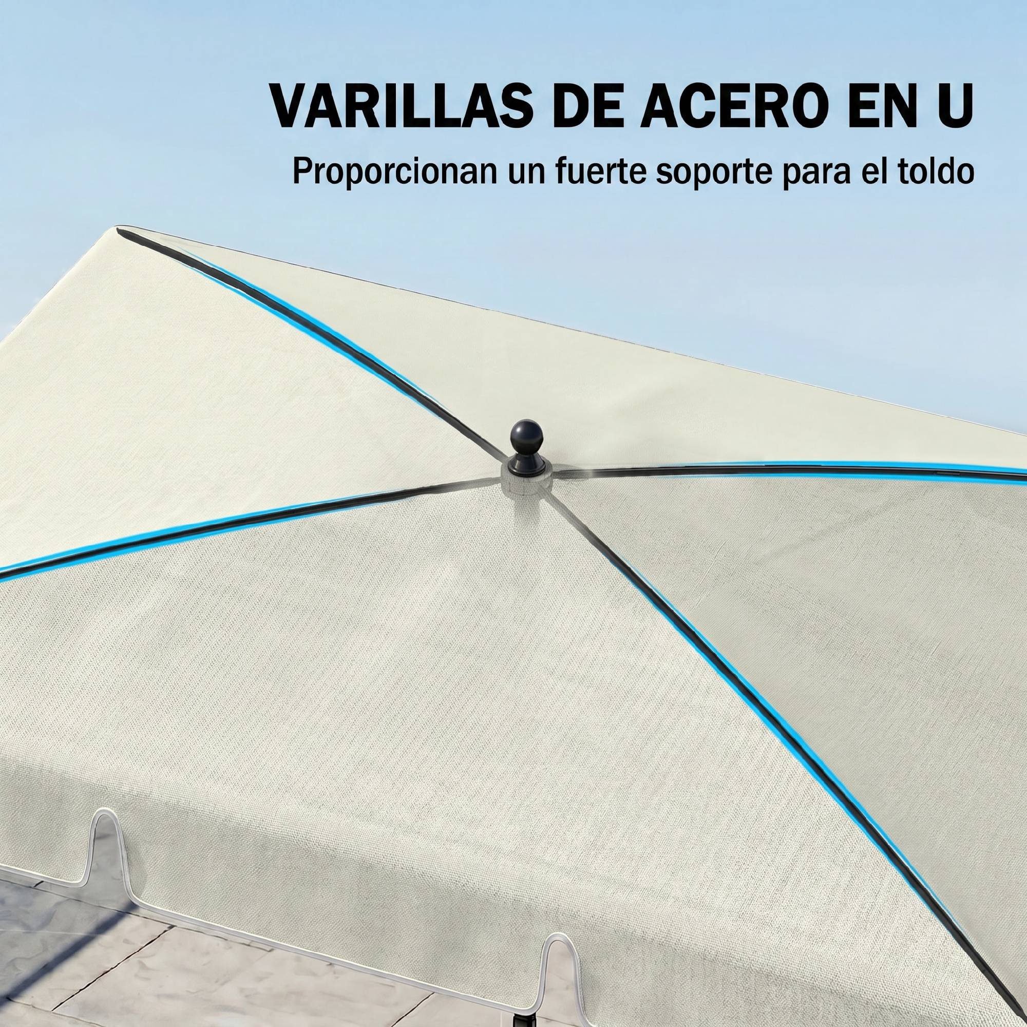 Parasol de terrasse en aluminium 2x1,3x2,5 m, parasol de jardin rectangulaire inclinable, beige - Image 7