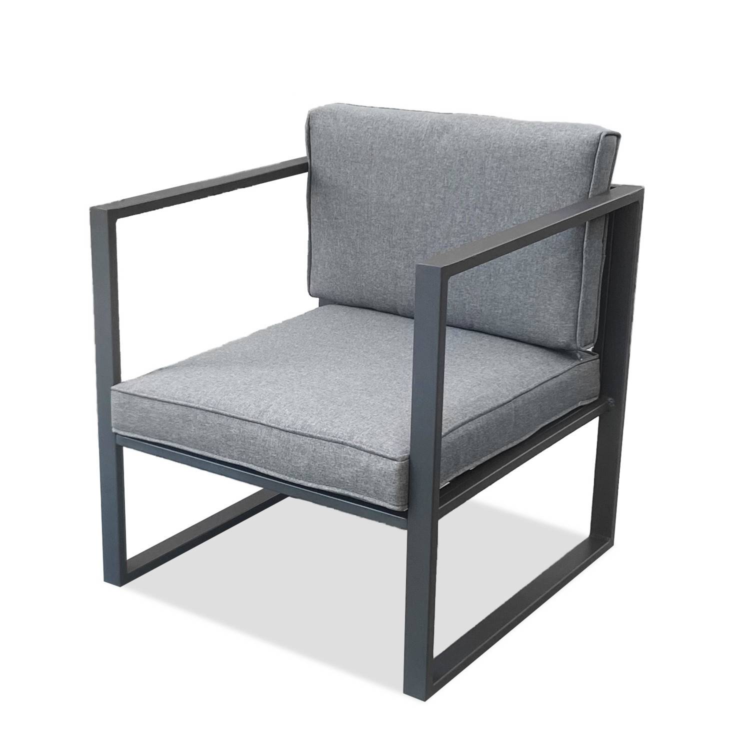 Autre - Salon de jardin design aluminium 5 Places Gris - HONFLEUR - Image 4