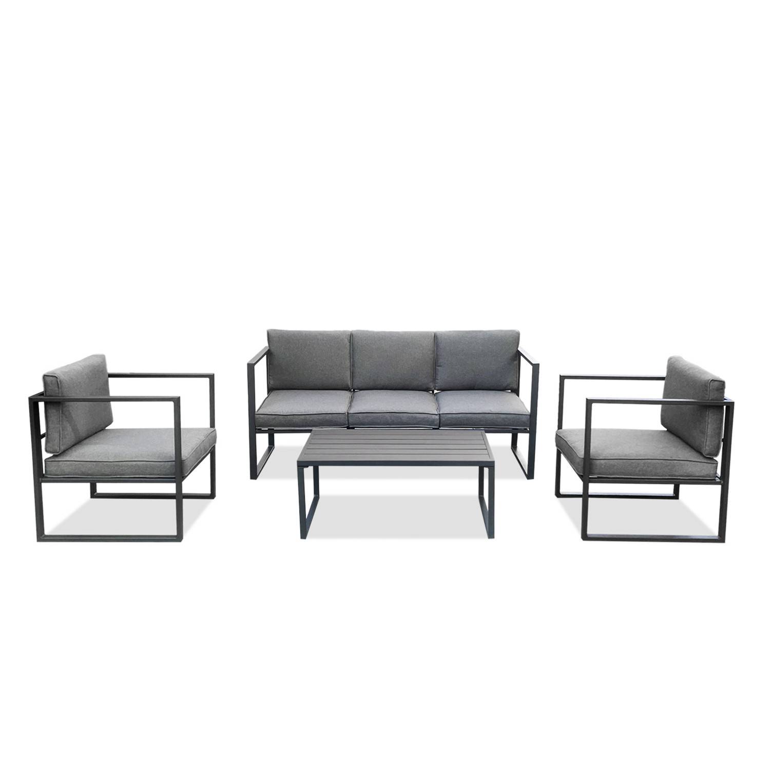 Autre - Salon de jardin design aluminium 5 Places Gris - HONFLEUR - Image 1