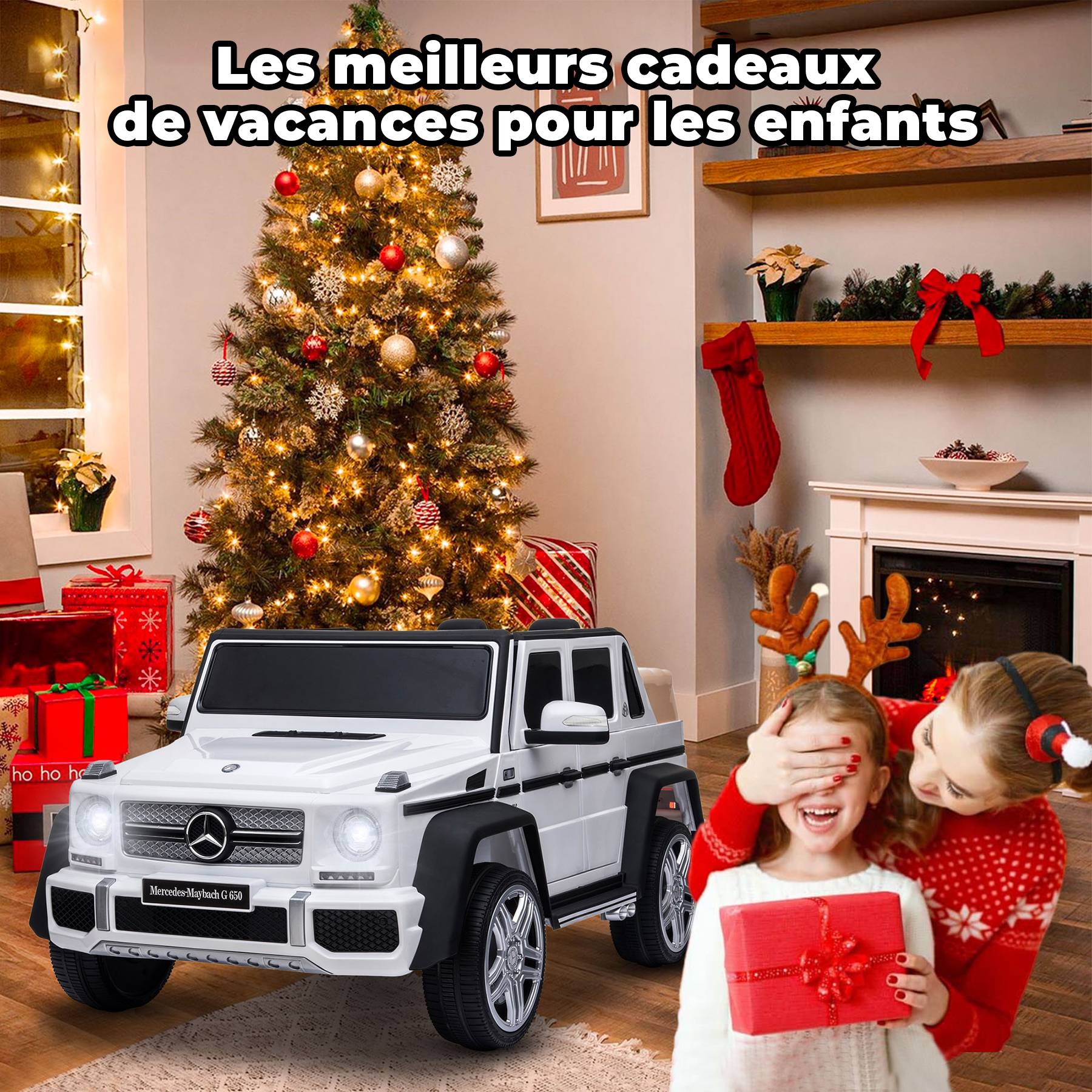 0 - Voiture électrique pour enfants Mercedes-Maybach G650 - ORYXEARTH - Blanc - Batterie 12V - Vitesse 3-5 km/h - Image 8