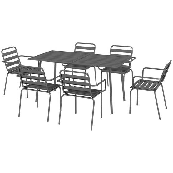 Salon de jardin acier gris foncé 150 x 80 x 74 cm - PANGIVO - Image 2