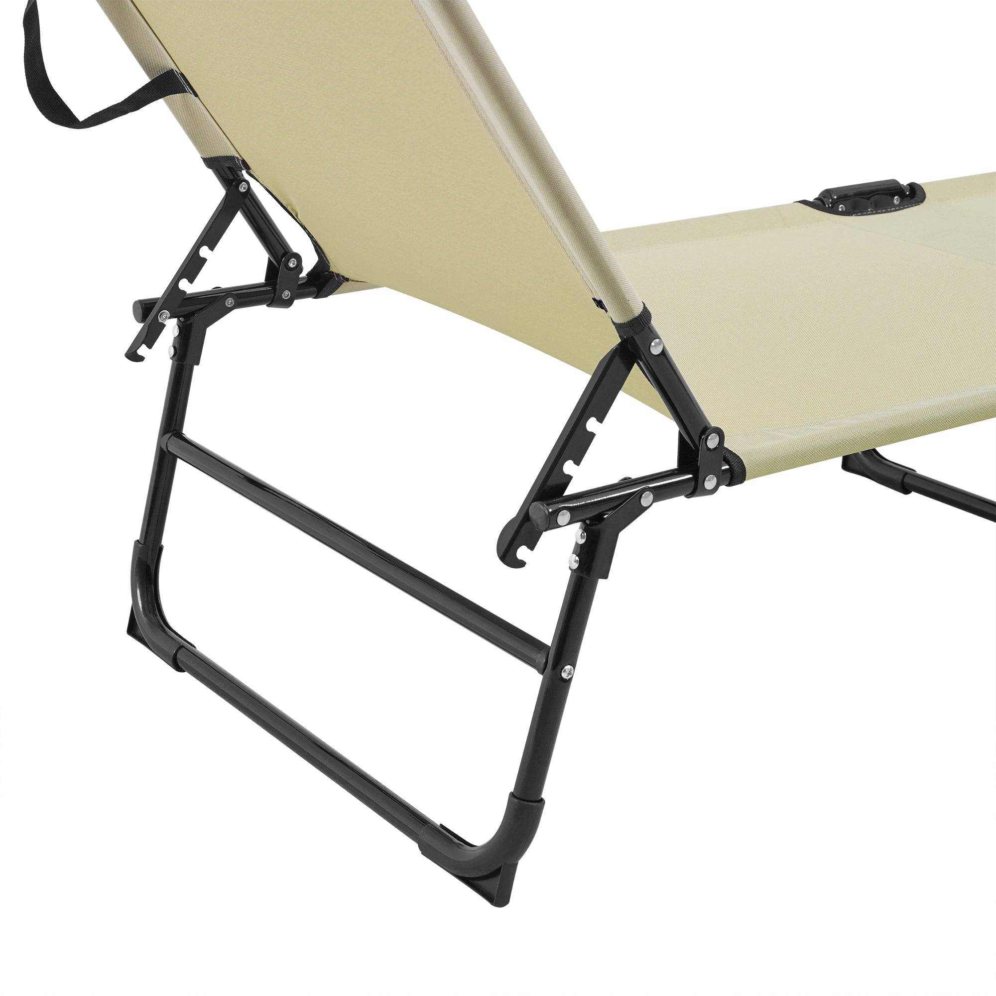 Helloshop26 - Lot de 2 transats pliable avec toiture pare soleil de relax acier 190 cm crème - Image 4