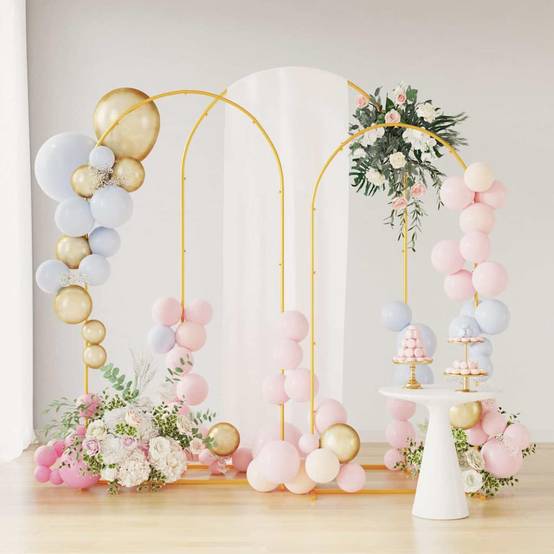 Set de 3 arches de cérémonie en acier doré pour décoration de jardin festive - ComfortXL Outdoor Living - Image 4