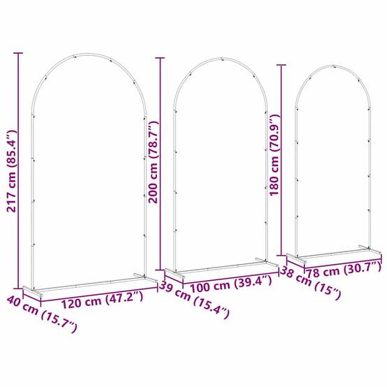 Set de 3 arches de cérémonie en acier doré pour décoration de jardin festive - ComfortXL Outdoor Living - Image 8
