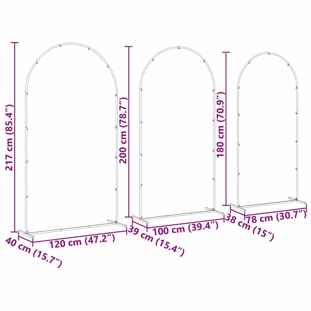 Set de 3 arches de cérémonie en acier doré pour décoration de jardin festive - ComfortXL Outdoor Living - Image 8
