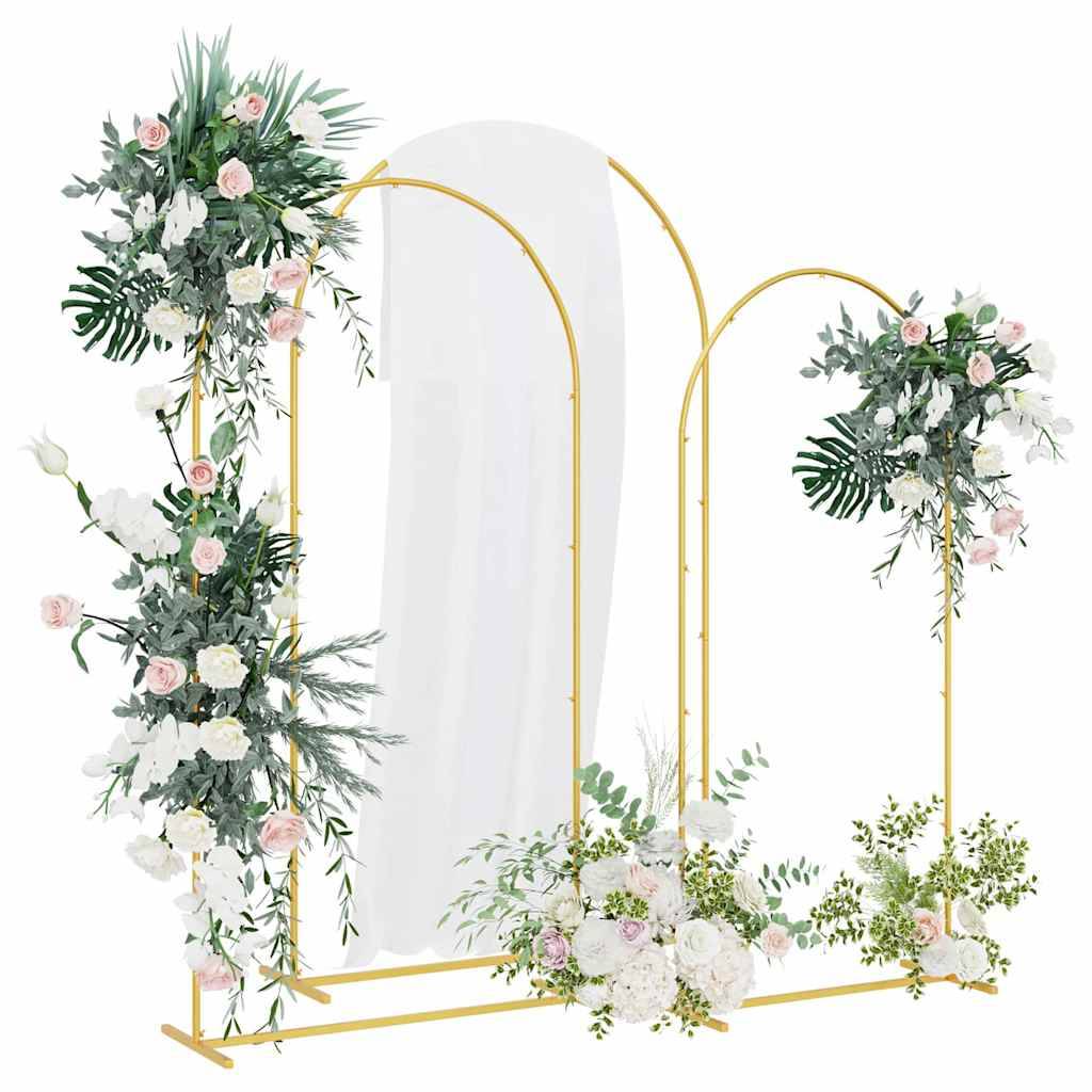 Set de 3 arches de cérémonie en acier doré pour décoration de jardin festive - ComfortXL Outdoor Living - Image 3