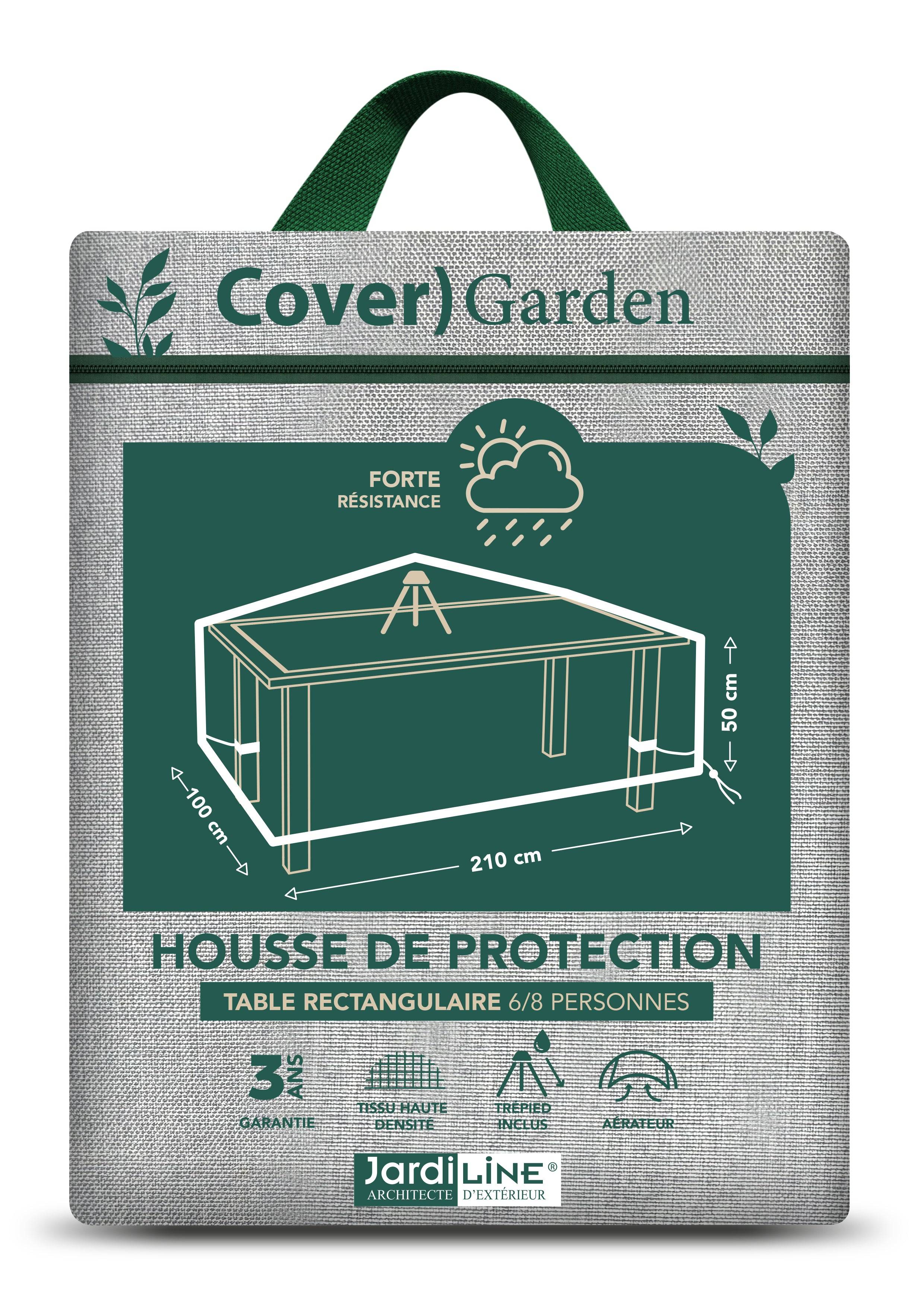 Housse de protection Cover Garden pour table de jardin rectangulaire 6-8 personnes - 210 x 100 x 50 cm - Jardiline - Image 5
