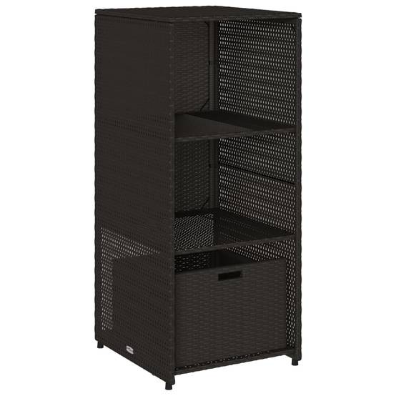 Armoire de Jardin Haute Résine Tressée avec Étagères et Tiroir pour Extérieur Noir 50x55x115 cm – ComfortXL Outdoor Living - Image 2