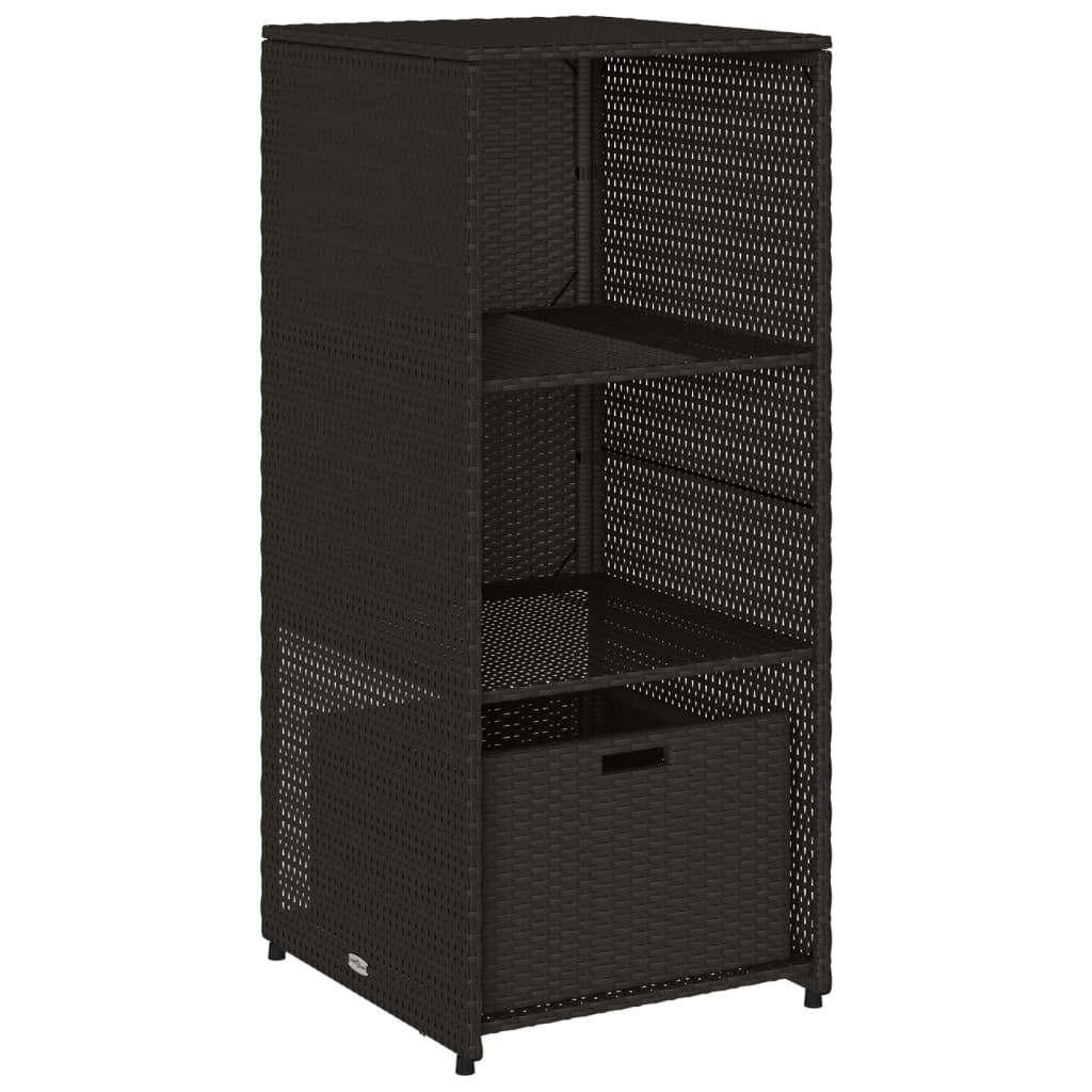 Armoire de Jardin Haute Résine Tressée avec Étagères et Tiroir pour Extérieur Noir 50x55x115 cm – ComfortXL Outdoor Living - Image 2