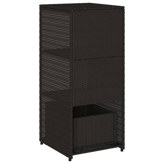 Armoire de Jardin Haute Résine Tressée avec Étagères et Tiroir pour Extérieur Noir 50x55x115 cm – ComfortXL Outdoor Living - Image 9