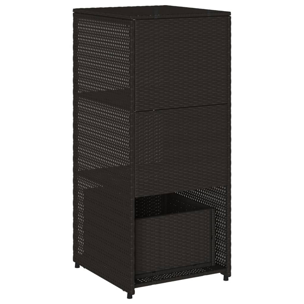 Armoire de Jardin Haute Résine Tressée avec Étagères et Tiroir pour Extérieur Noir 50x55x115 cm – ComfortXL Outdoor Living - Image 9