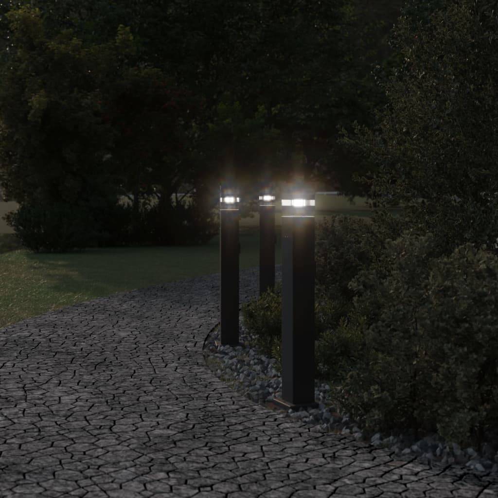 3 pcs Lampadaires de jardin - Lampadaires d'extérieur avec sortie noir 80 cm aluminium - Image 3