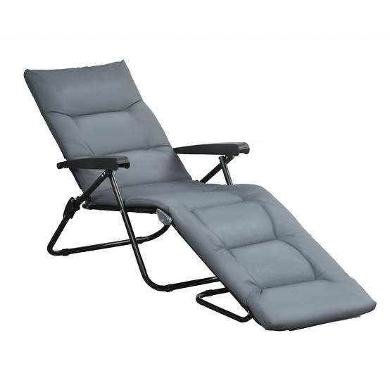 Bain de soleil pliable transat inclinable 6 positions grand confort - 153x58x89cm Acier Gris fr110 - Image 1