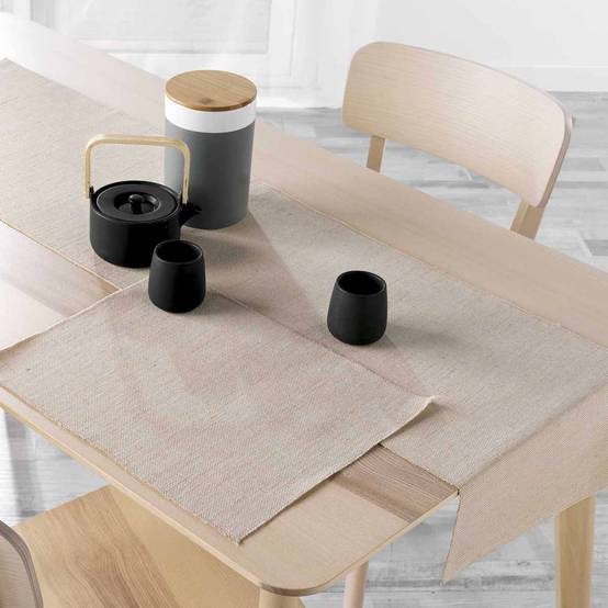Chemin de Table en Jute "Tessi" 35x140cm Beige - Image 2