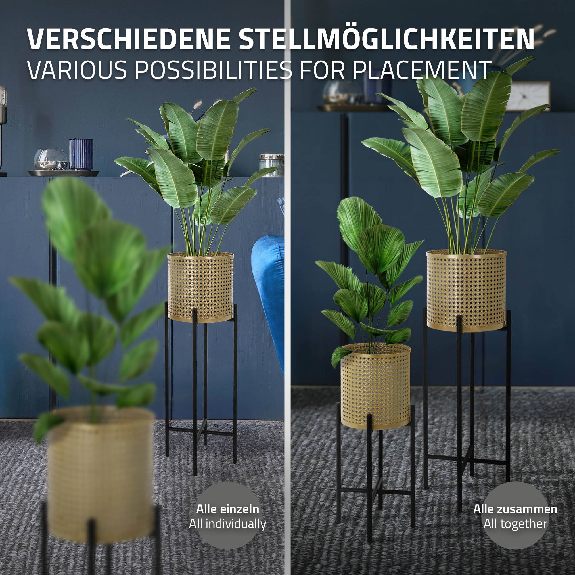 Ml-Design - 2x Support de plantes noir/or en acier h: 55 et 75,5 cm pot de fleurs décoratif - Image 4