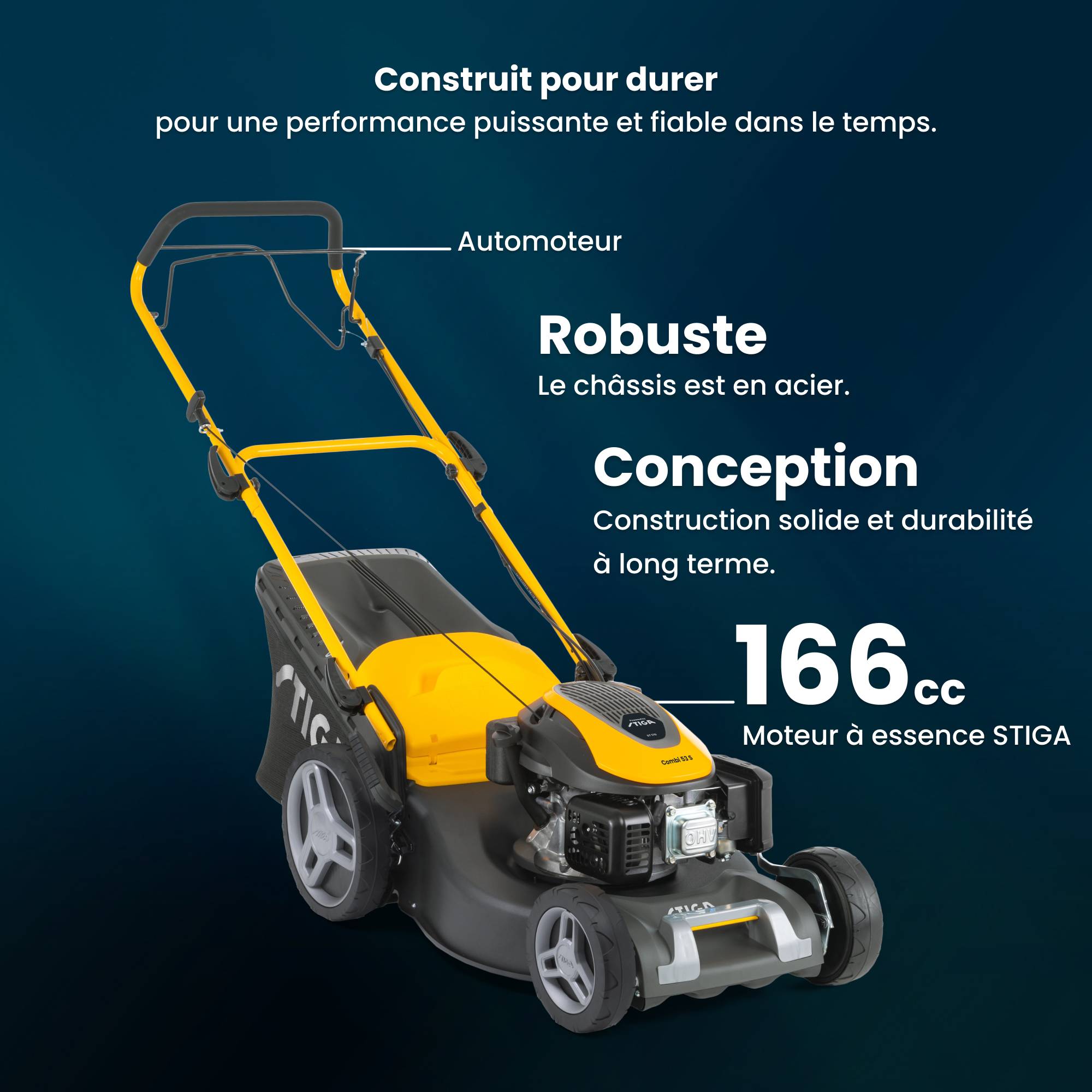Stiga - Tondeuse Combi 53 S, moteur 166 cm³, largeur 51 cm, bac 60L - STIGA - Image 2