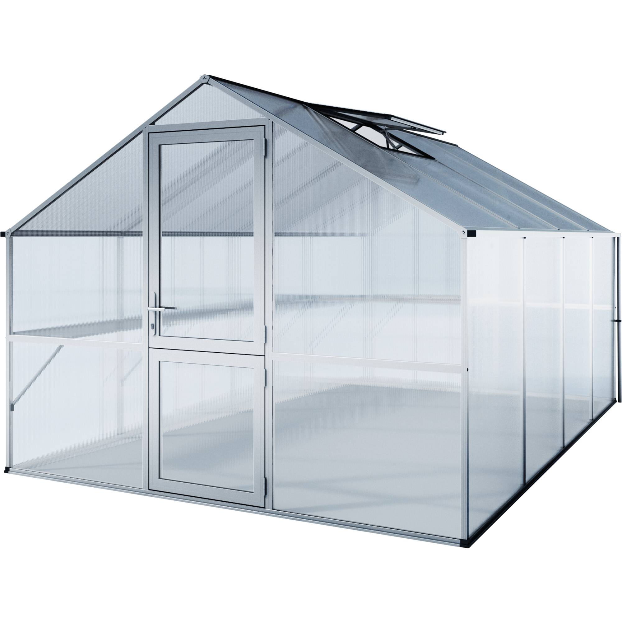 Serre de jardin 12,74m² aluminium et polycarbonate KGT Orchidee IV, brut - Image 1