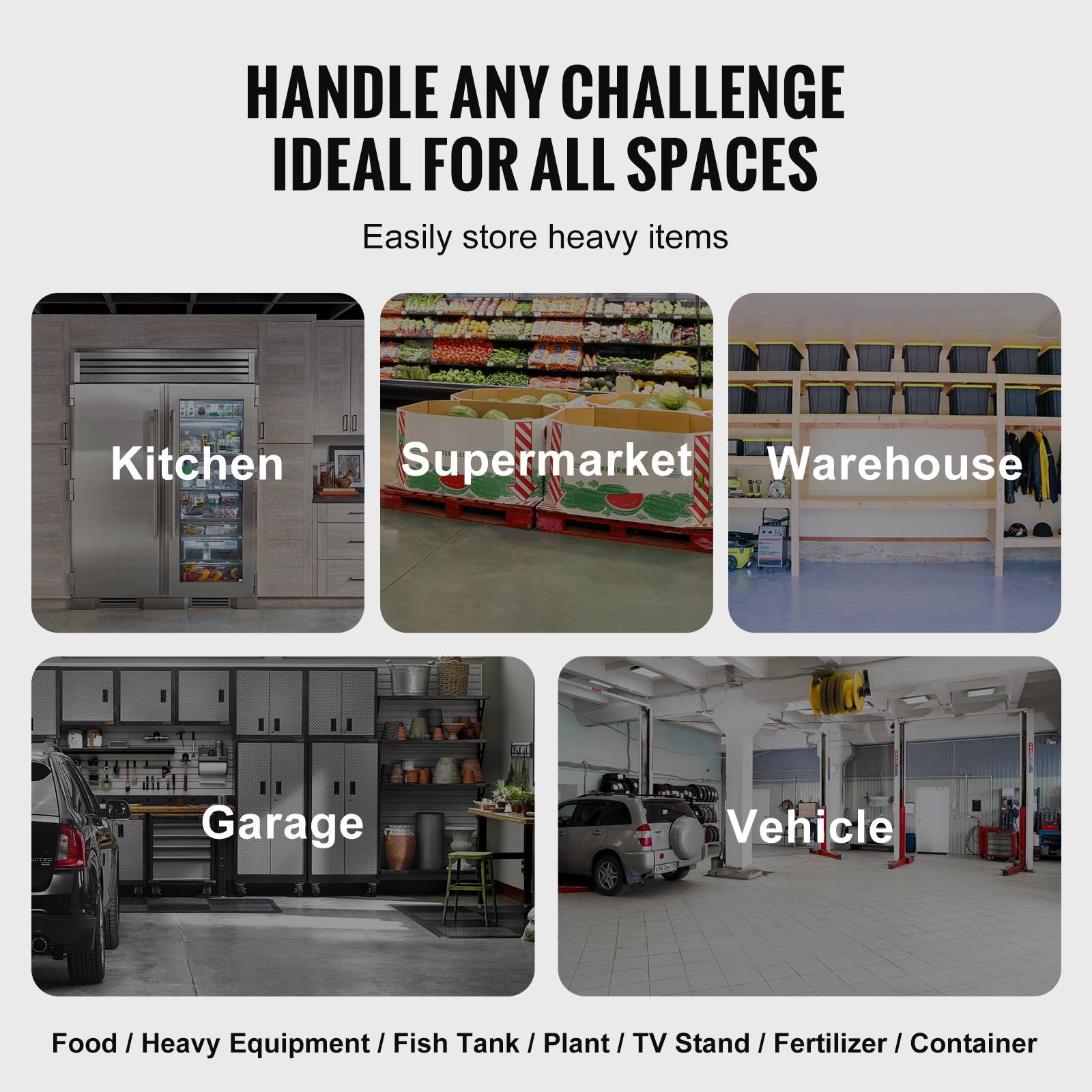 VEVOR Rack calage alu 121.9x50.8x20.3cm, charge 454kg, restaurant. - Image 6