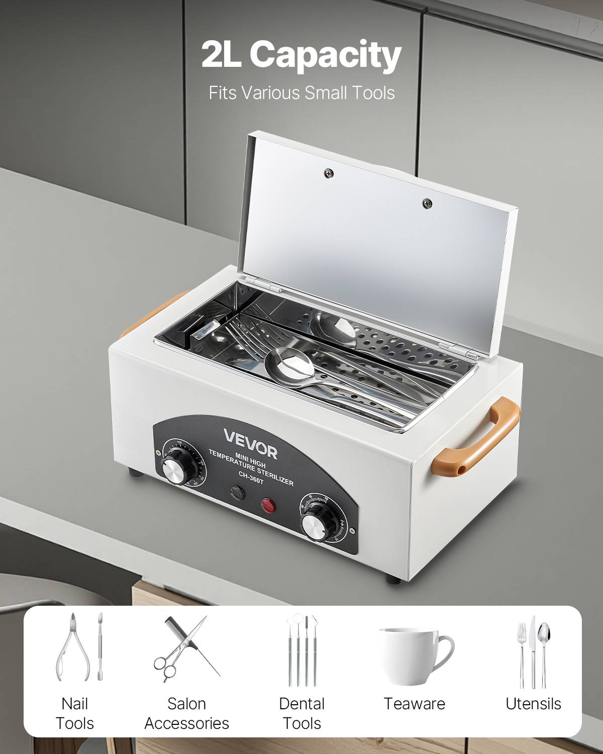 VEVOR Stérilisateur air chaud 2 L, 300 W, température réglable. Onglerie, labo. - Image 3