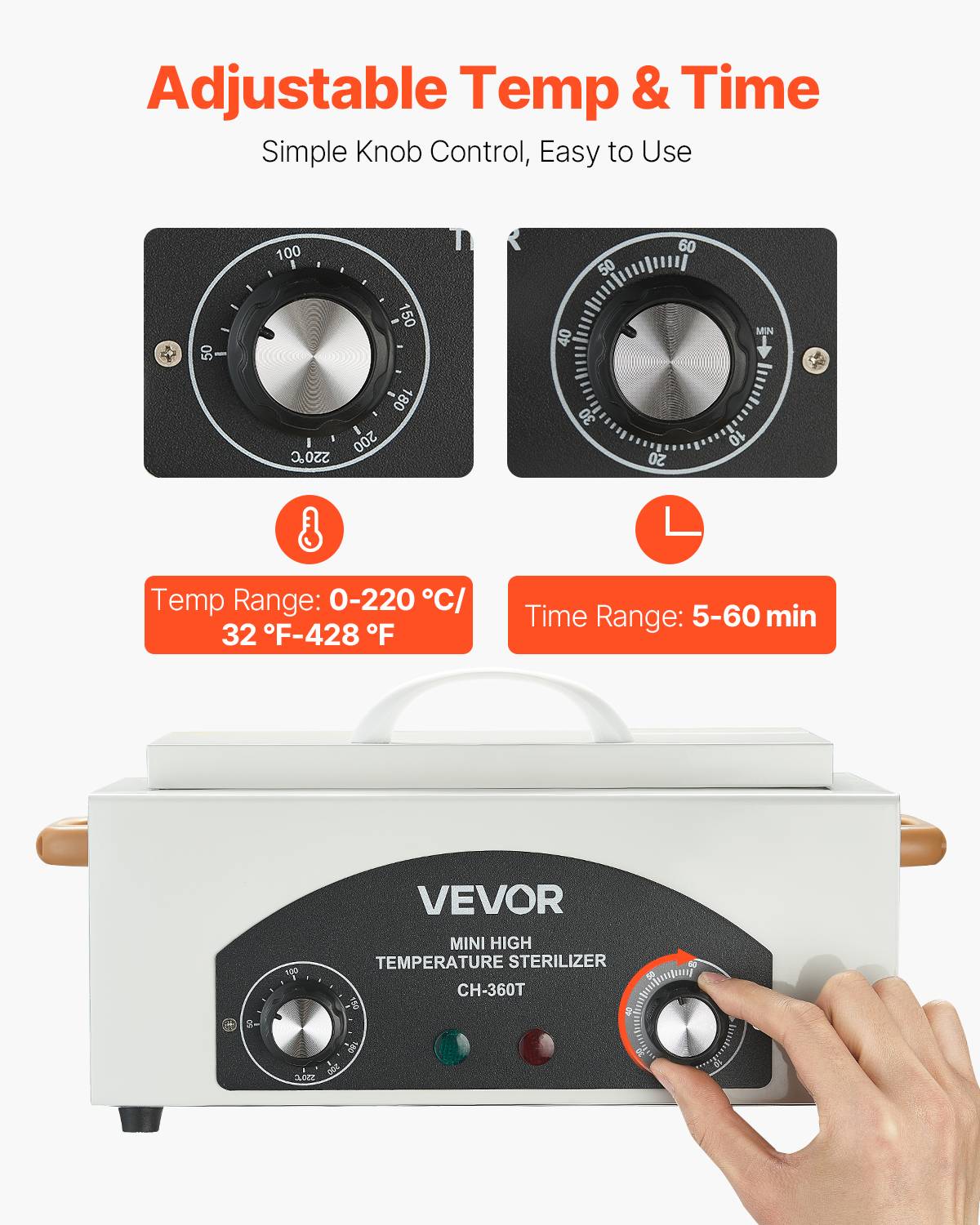 VEVOR Stérilisateur air chaud 2 L, 300 W, température réglable. Onglerie, labo. - Image 4