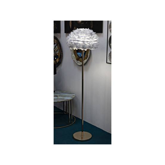 Lampadaire Imitation Plume "Slim" 170cm Or & Gris - Image 5