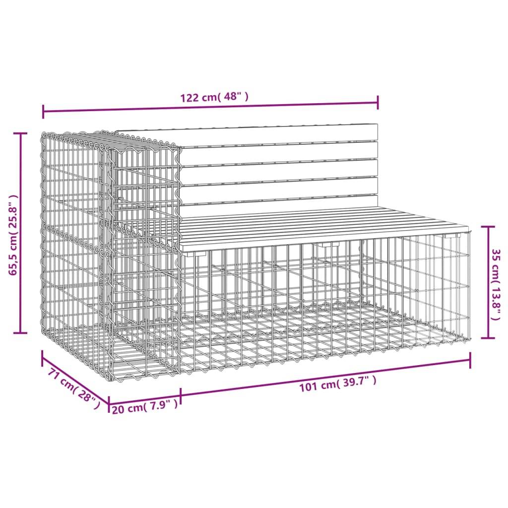 Maison Chic - Banc de jardin - Banc d'extérieur - Banquette design gabion 122x71x65,5cm bois de pin imprégné - Image 8