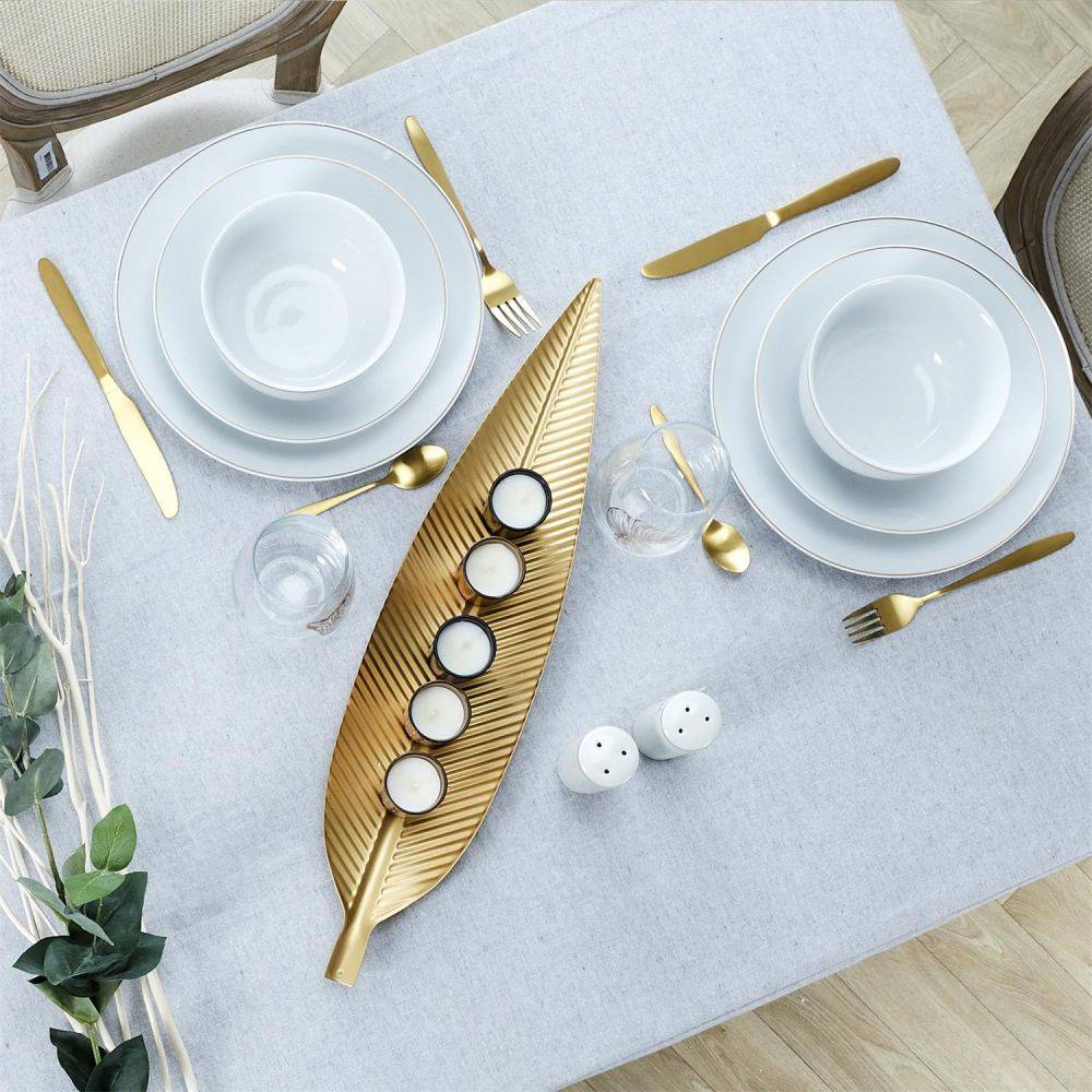 The Home Deco Factory - Assiette en porcelaine avec liseré doré (Lot de 6) Assiettes plates - 26 cm - Image 4