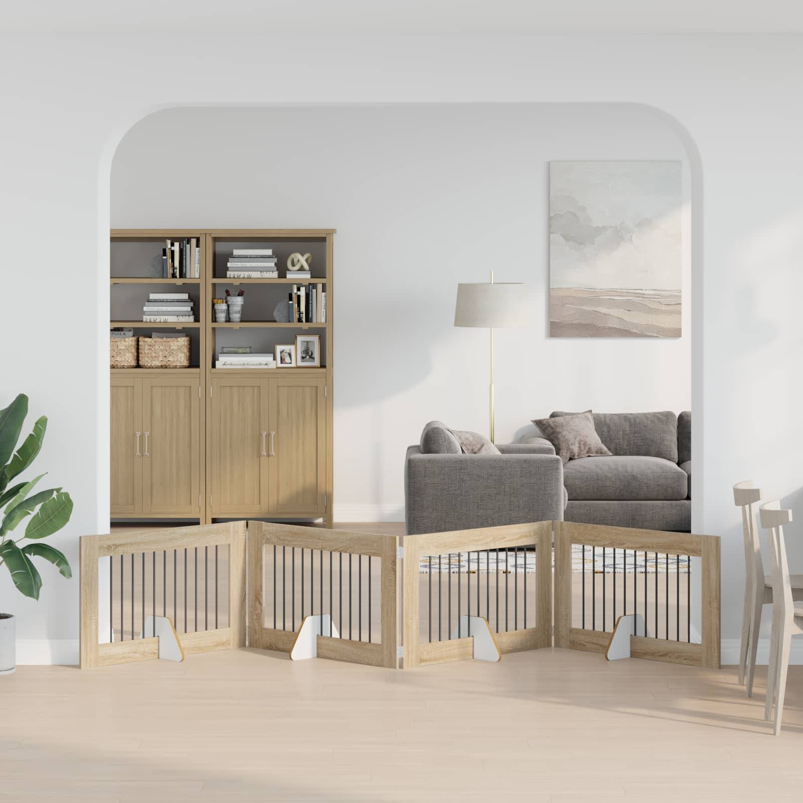 Barrière pour chien bois chêne sonoma 401 x 34 x 60 cm - PANGIVO - Image 3