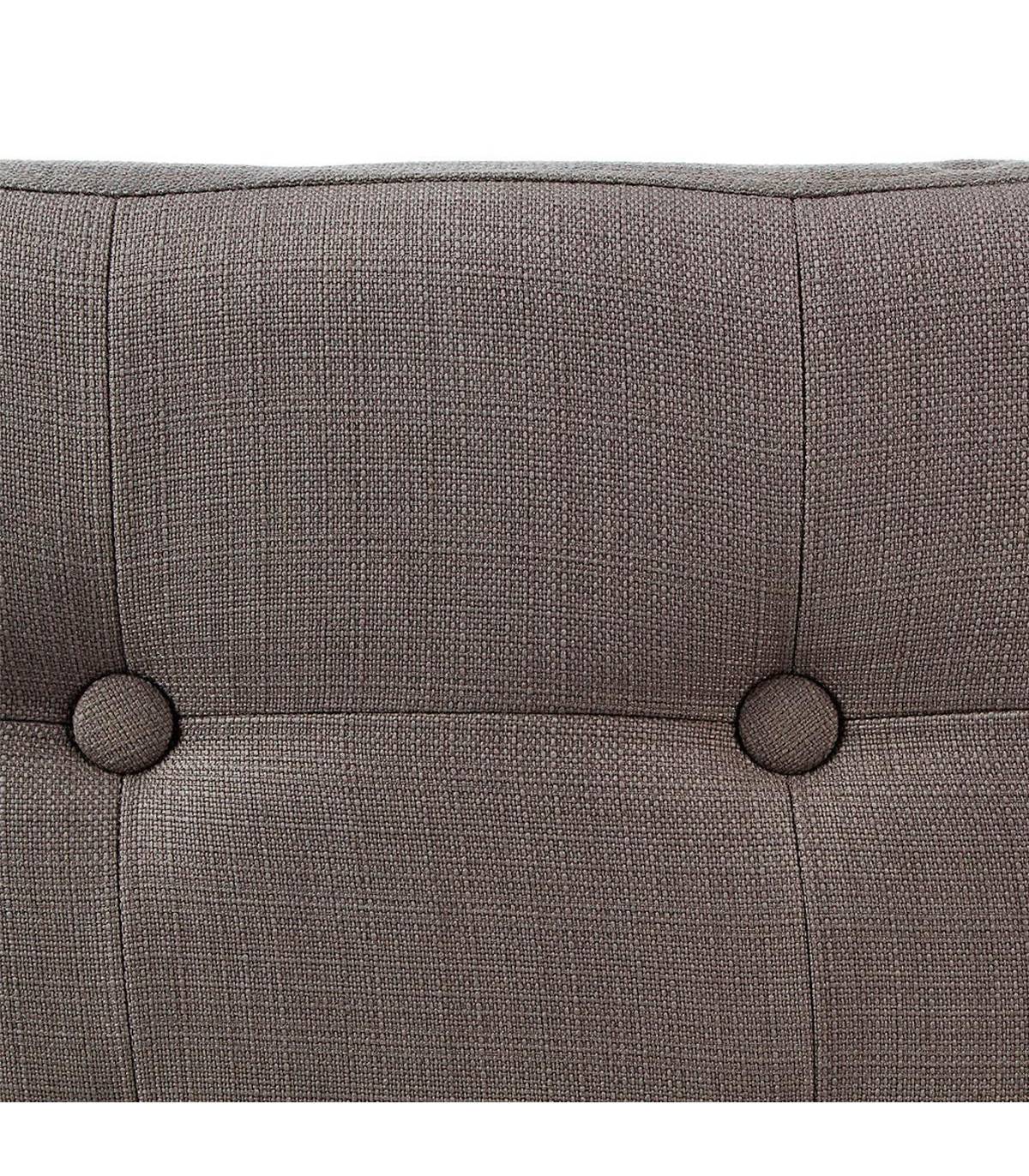 2 en 1 Pouf pliant double et coffre de rangement Gris taupe aspect Lin 76 x H 38 cm - Image 2
