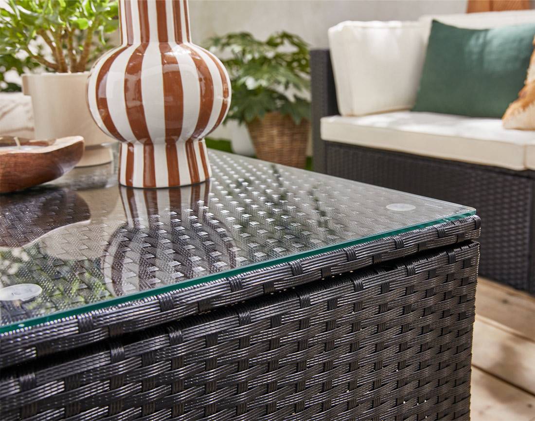 Best Mobilier - Otaki - salon bas de jardin modulable 5 places - résine tressée noire et coussins beiges - Best Mobilier - Image 9