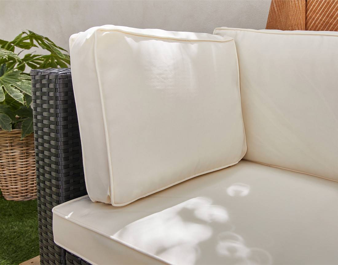 Best Mobilier - Otaki - salon bas de jardin modulable 5 places - résine tressée noire et coussins beiges - Best Mobilier - Image 8