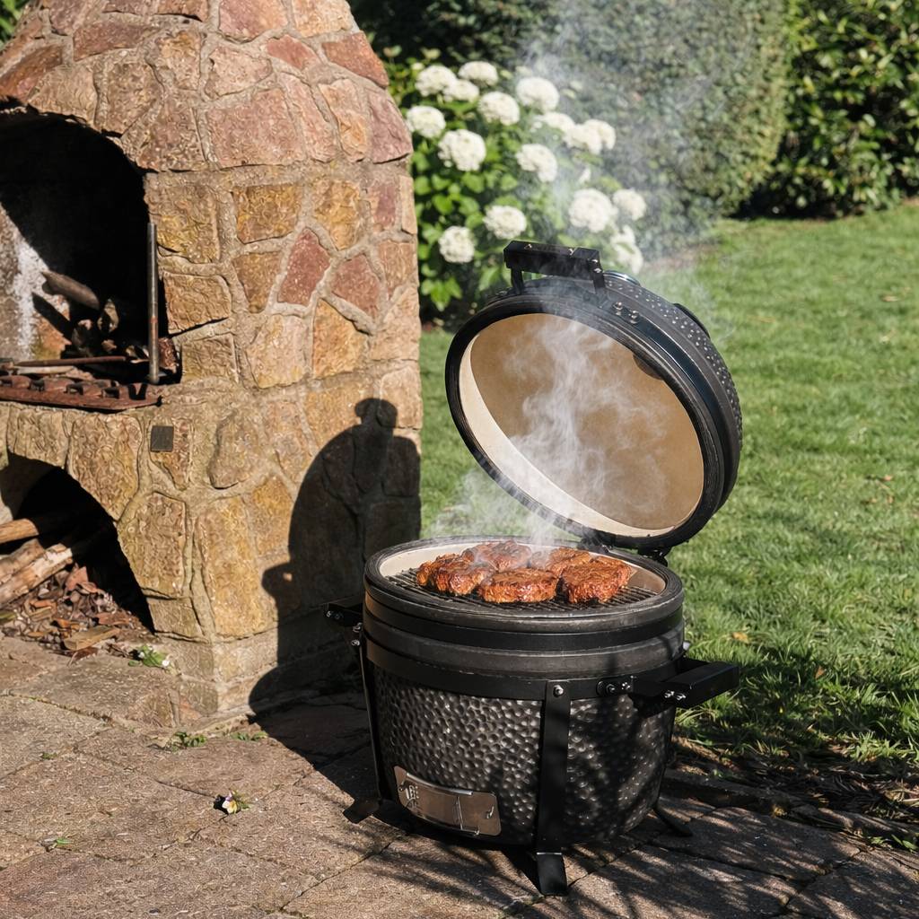 Barbecue kamado en céramique à poser Patton Premium Compact 15" - Grille Ø 34 cm - noir mat - Image 2