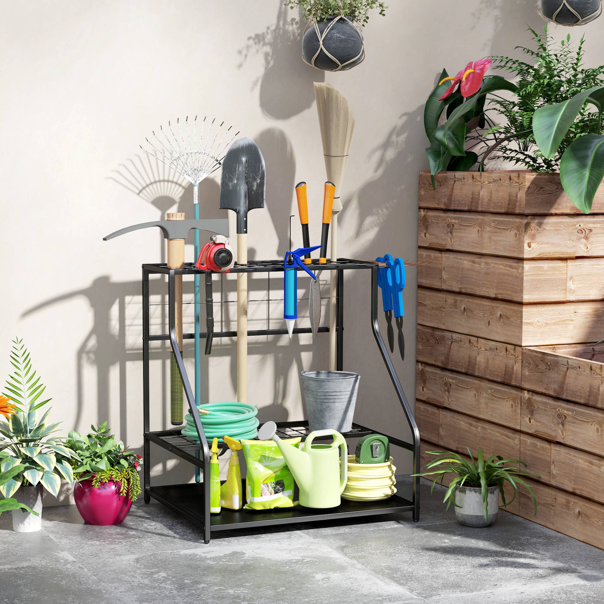 ComfortXL - Range-outils de jardin métal orange 84 x 53 x 73 cm garage rangement 3 niveaux - ComfortXL Outdoor Living - Image 2