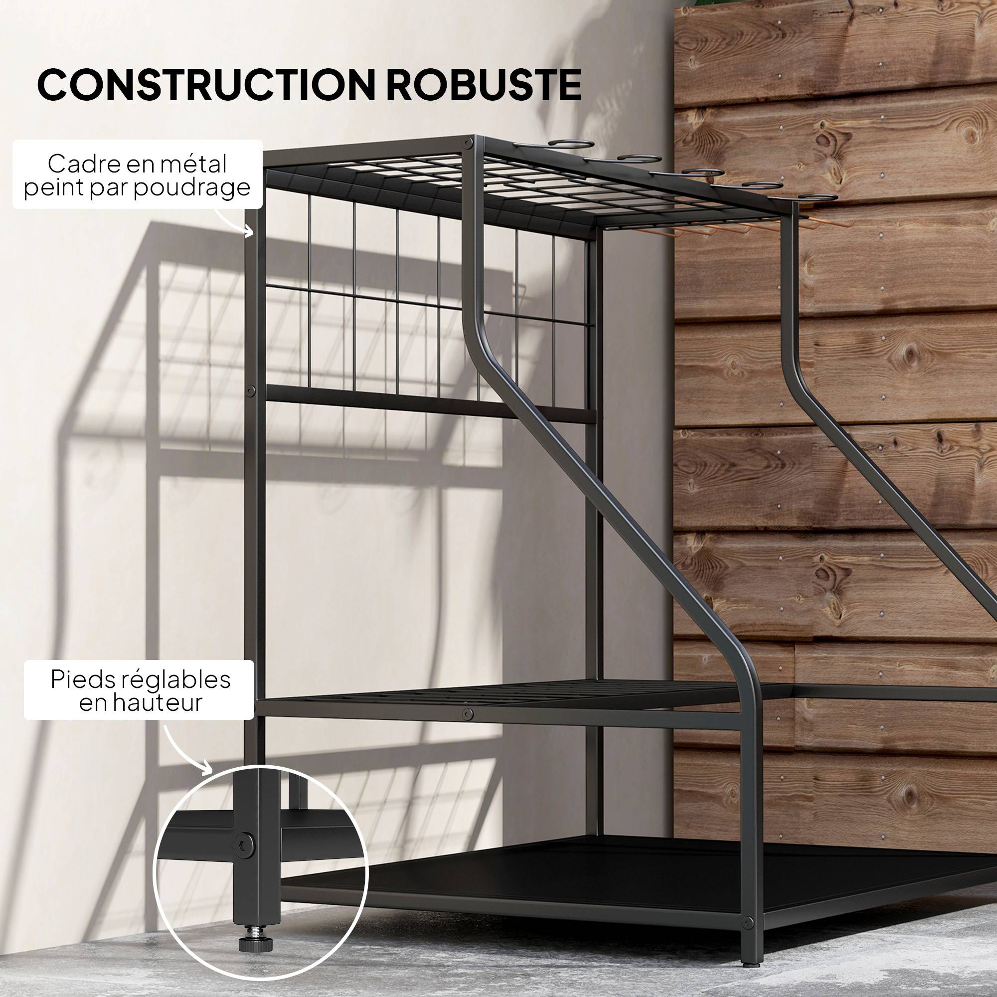 ComfortXL - Range-outils de jardin métal orange 84 x 53 x 73 cm garage rangement 3 niveaux - ComfortXL Outdoor Living - Image 7