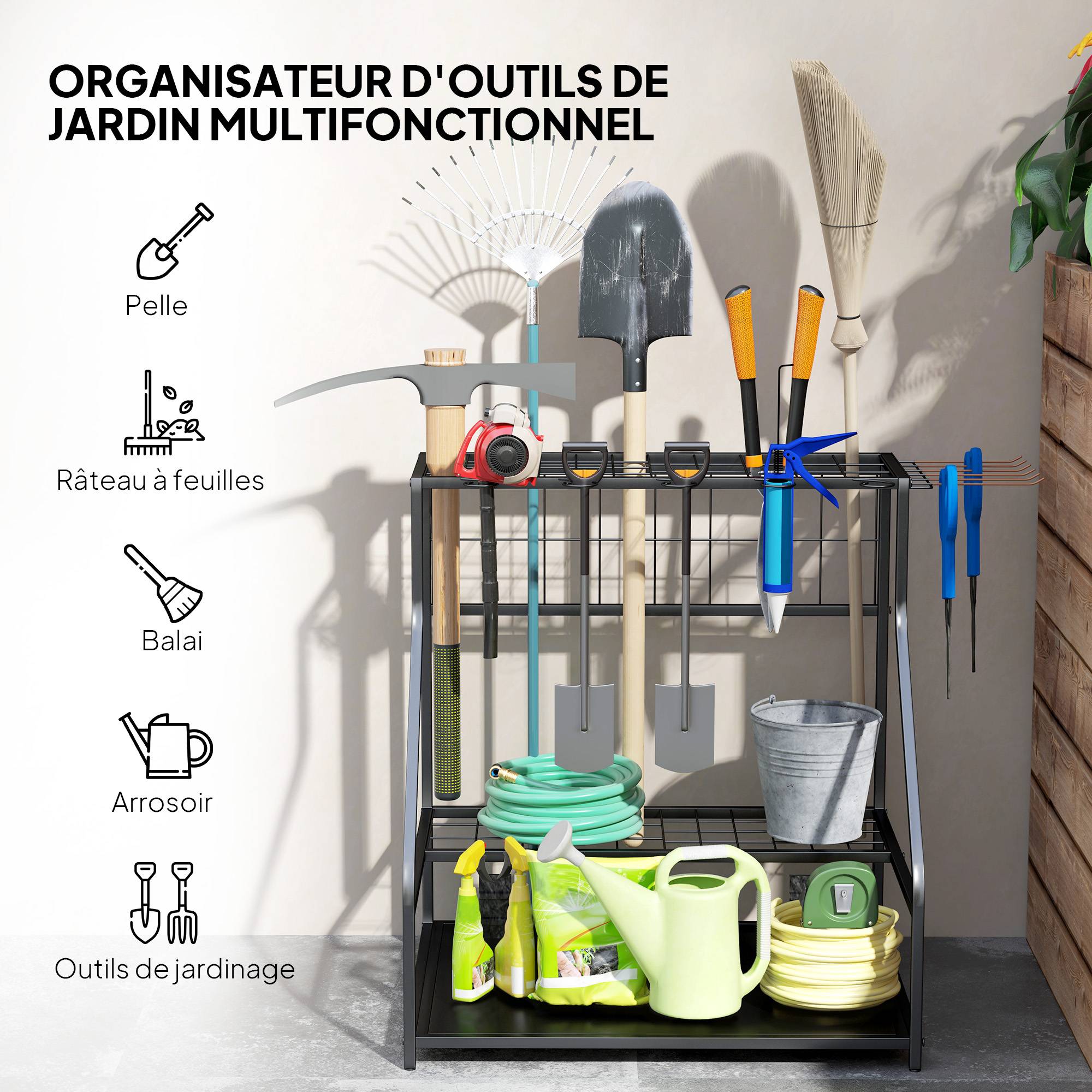 ComfortXL - Range-outils de jardin métal orange 84 x 53 x 73 cm garage rangement 3 niveaux - ComfortXL Outdoor Living - Image 6