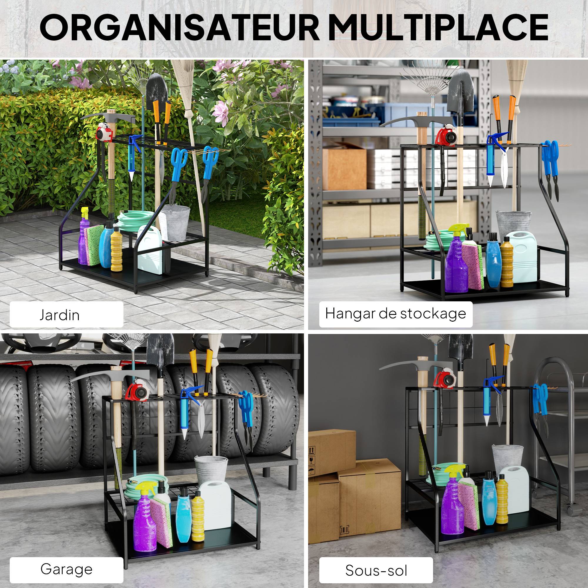 ComfortXL - Range-outils de jardin métal orange 84 x 53 x 73 cm garage rangement 3 niveaux - ComfortXL Outdoor Living - Image 8