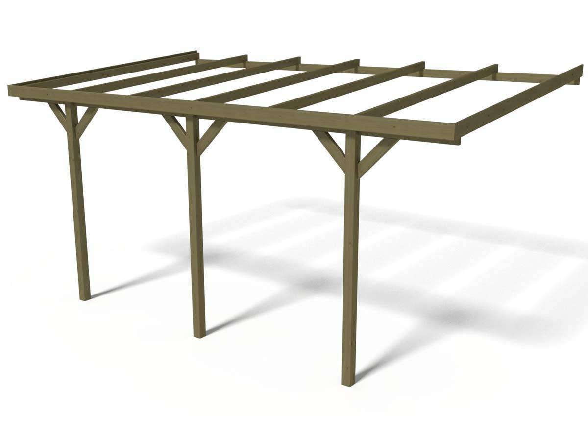 Habitat Et Jardin - Carport Bois Adossé Voiture "solar 2" - 300 X 454 X 245 Cm -habitat Et Jardin - Image 1